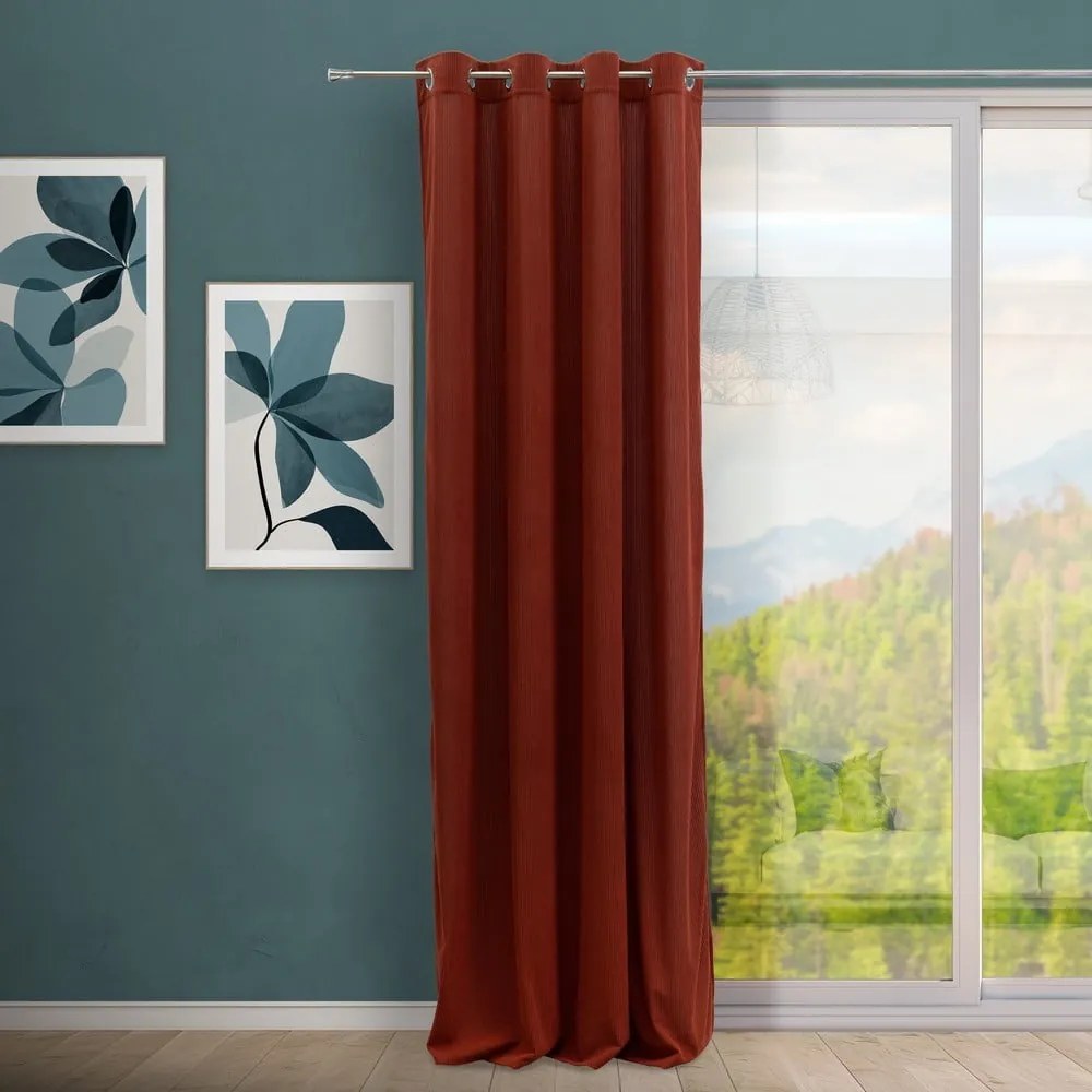 Zasłona sztruksowa w kolorze terakoty 140x260 cm Merely – Casa Selección