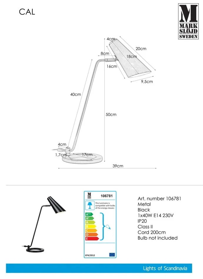 Lampa stołowa Markslöjd Cal