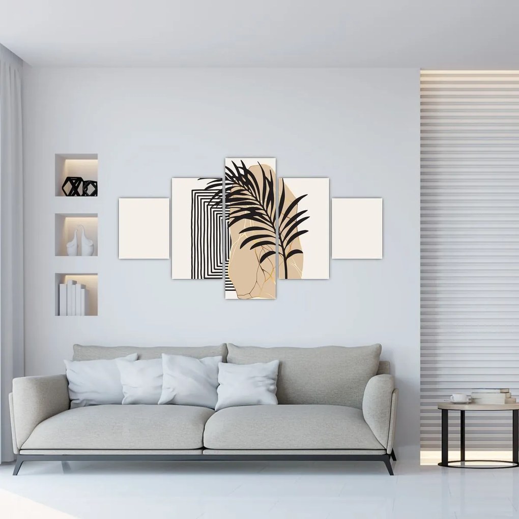 Obraz - Abstrakcja z tropikalnymi liśćmi N⁰3 (125x70 cm)