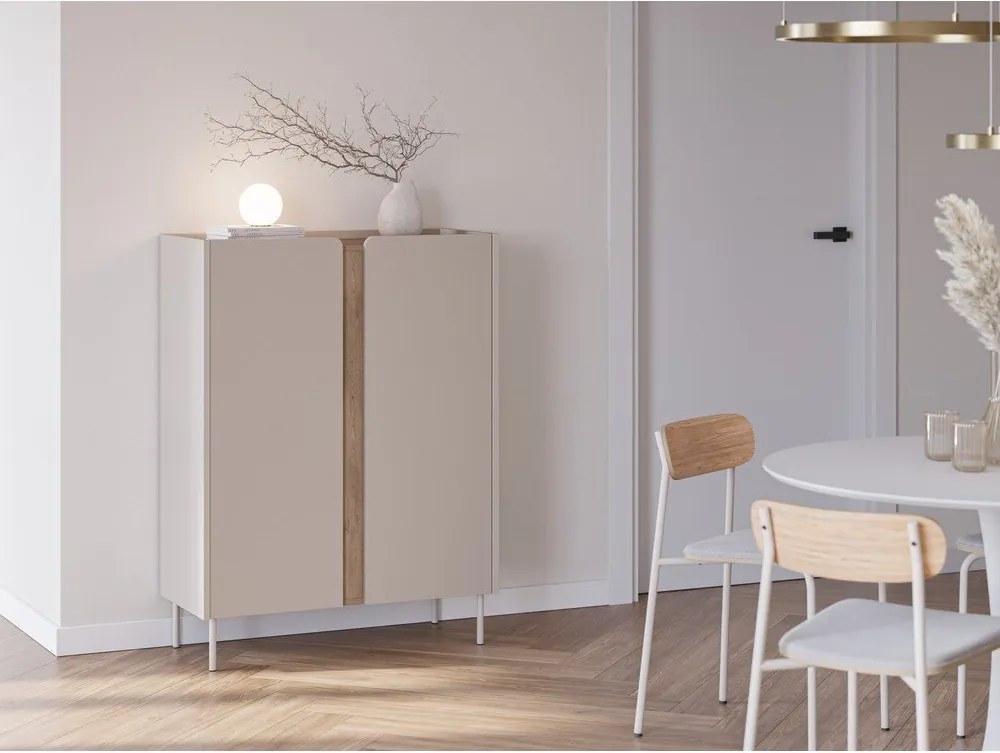 Kremowo-naturalna szafka w dekorze dębu 90x120x40 cm Lucile – Marckeric