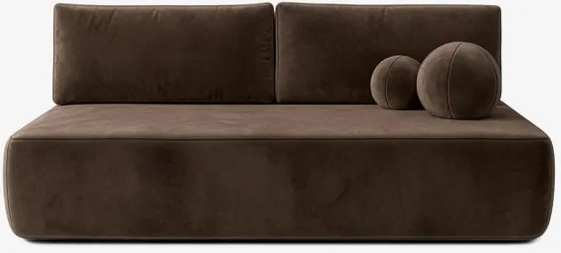 Sofa z Funkcją Spania ARVETO Brązowa Welurowa Nowoczesna