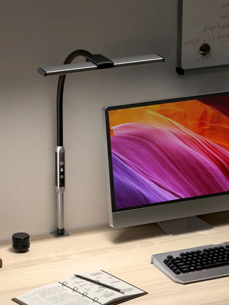 Lampa LED na biurko LUCIO, zacisk, pilot zdalnego sterowania