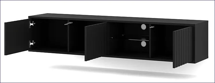 Frezowana czarna wisząca szafka pod tv P6-S73