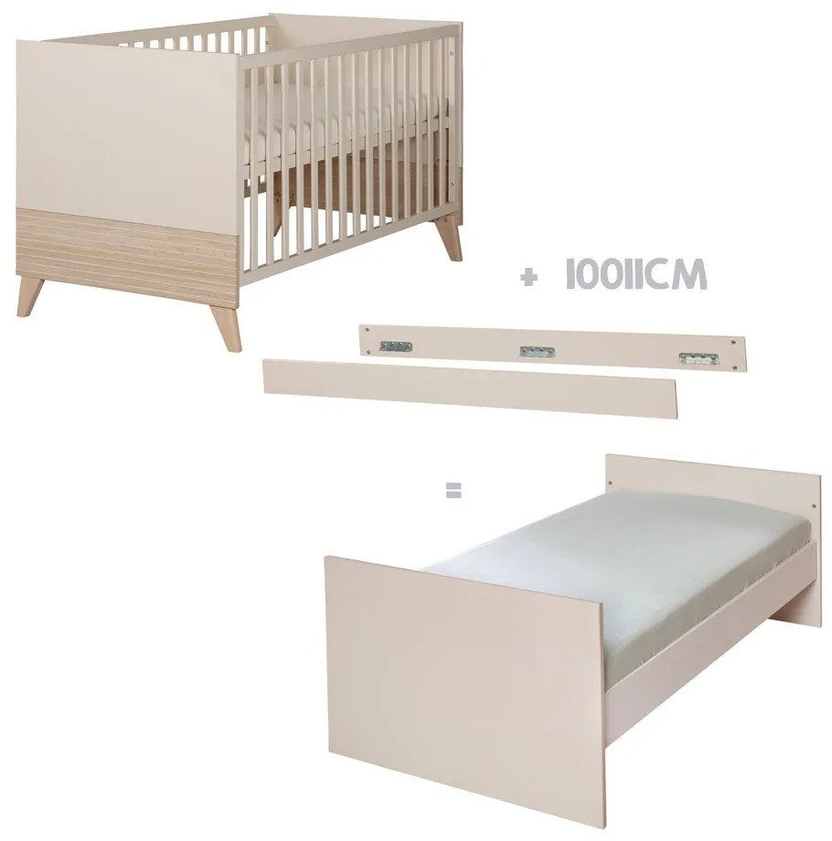 Beżowe łóżeczko z regulowaną wysokością 70x140 cm Sidney – Roba