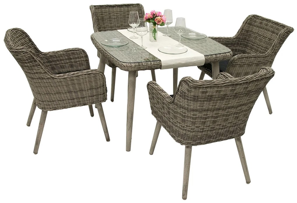 Zestaw rattanowy ogrodowy VICTORIA MINI 1+4 (szary)