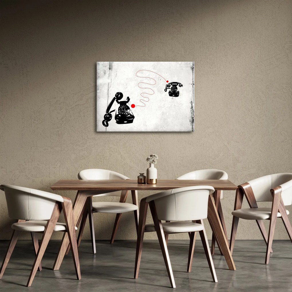 Obraz - Rysunek telefonu w stylu Banksy (70x50 cm)