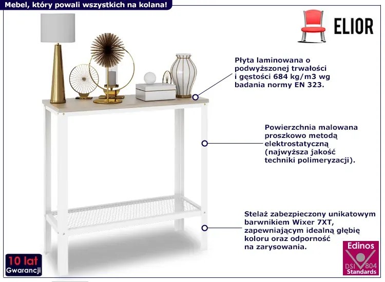 Loftowa konsola z metalowym stelażem biały + dąb sonoma P6-P97