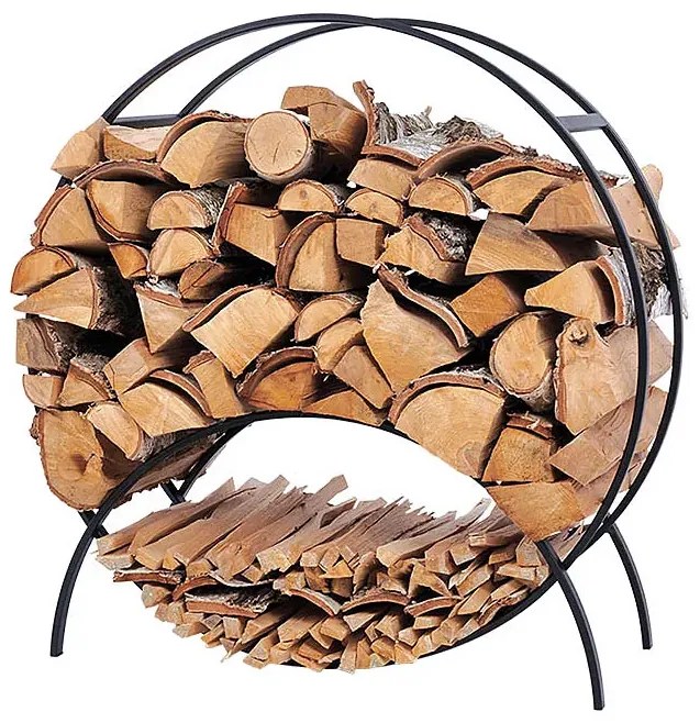 Okrągły Stojak Czarny Na Drewno Kominkowe 80 Cm Abetti 2X