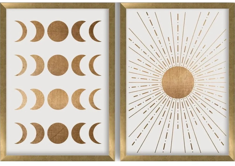 Obrazy zestaw 2 szt. 38x53 cm Moon &amp; Sun – Wallity