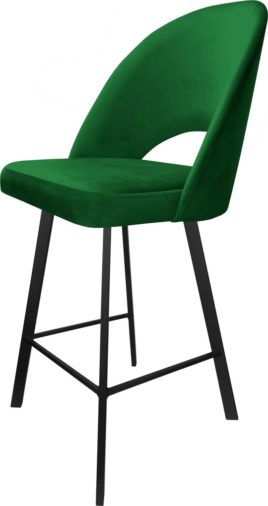 Hoker POLO krzesło barowe tkanina Welur podstawa metalowa hoker do kuchni : Kolor nogi - Czarna profil, Kolor tkaniny - VELVET - MG25, Typ siedziska - Siedzisko stałe