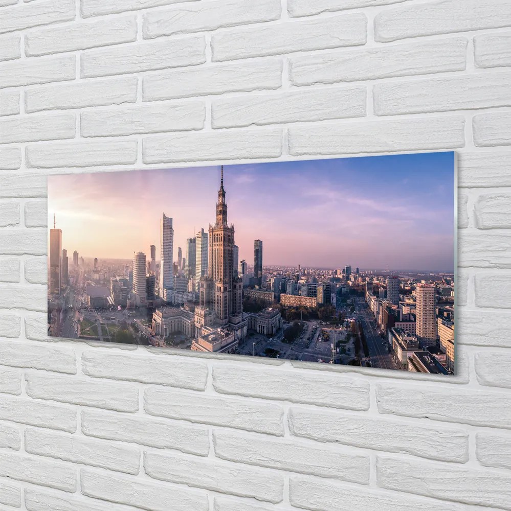 Panel szklany do Kuchni Poranny Blask nad Centrum Warszawy