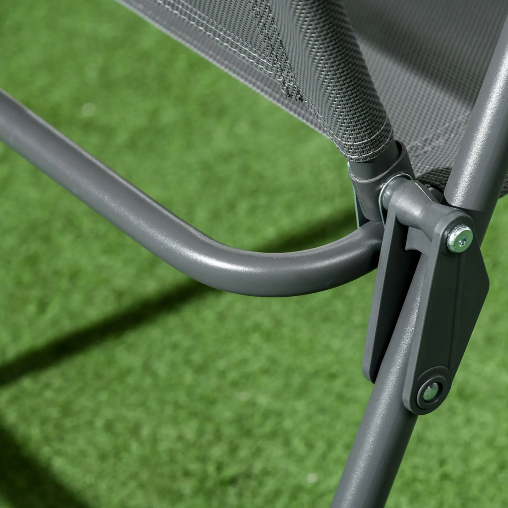 Outsunny Zestaw bistro 3-częściowy z metalu Odporny na warunki pogodowe Zestaw mebli ogrodowych ze składanym stolikiem i krzesłami Ciemnoszary