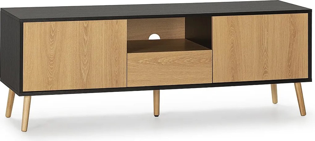 Kolumna RTV Apolo 1 drzwi 2 szuflady, kolor czarny/drewno