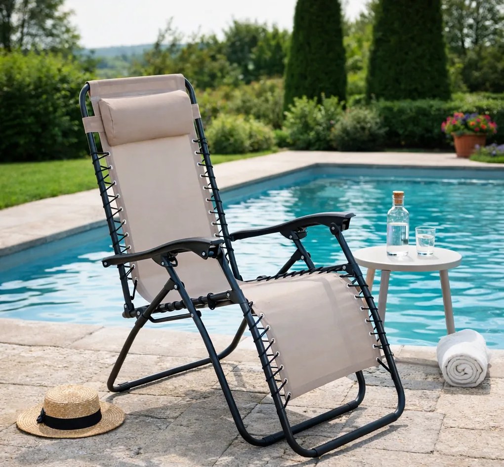 Derby RELAX relaksacyjny fotel ogrodowy beżowy