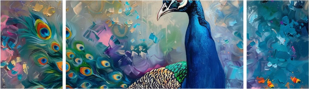 Obraz - Malowanie pawia (170x50 cm)