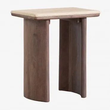 Stolik Pomocniczy Z Trawertynu I Drewna Akacjowego Casilda Travertine & 35 X 25 X 45 Cm - Sklum