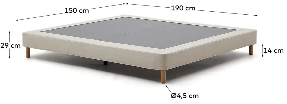 Beżowe tapicerowane łóżko dwuosobowe 150x190 cm Ofelia – Kave Home