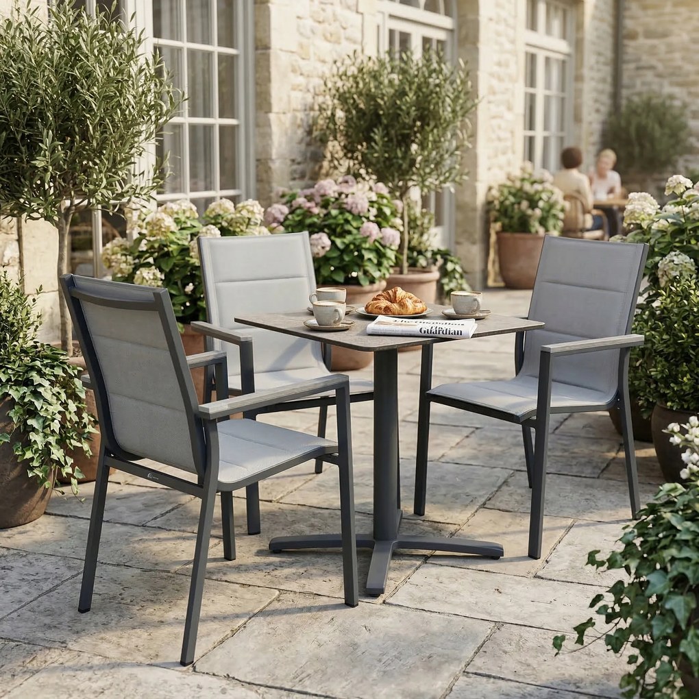 Krzesło Ogrodowe Grafit 56x65x88 cm Szara Szybkoschnąca Tkanina Nowoczesny