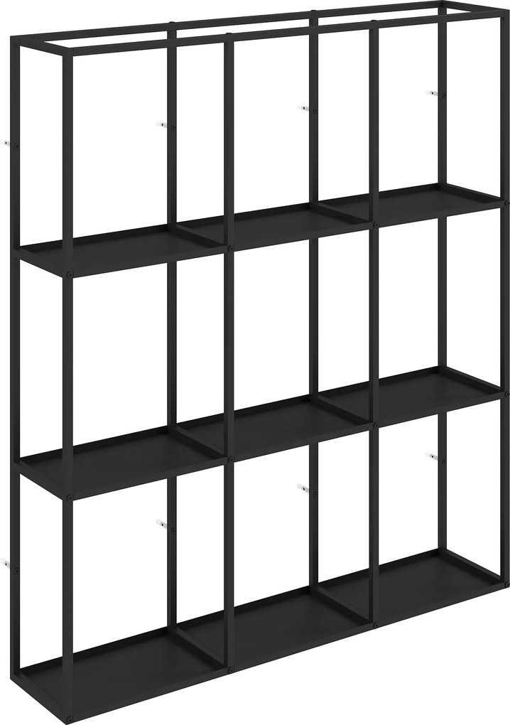 HOMCOM Industrialny Wiszący Regał z 9 Przegrodami, Metalowy Regał na Kolekcje, Idealny do Dekoracji Wnętrz, Czarny | Aosom PL