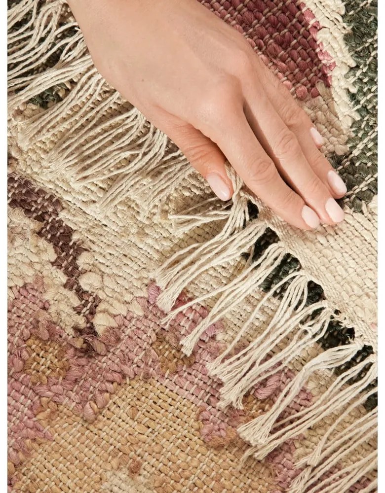 Kremowy chodnik z juty tkany ręcznie 80x200 cm Roya Violette – Elle Decoration