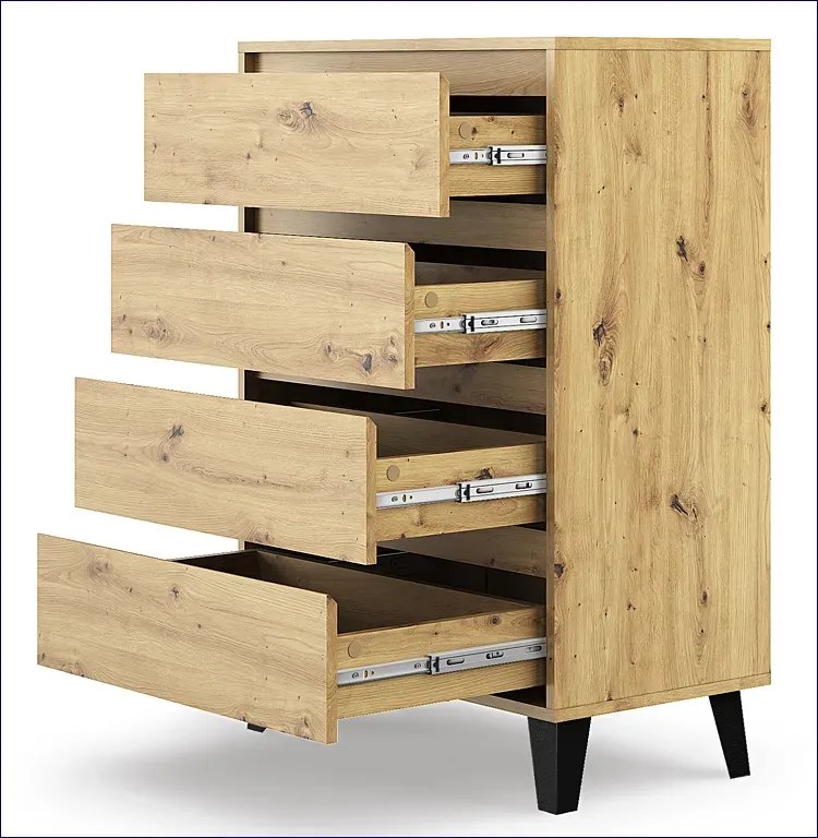 Komoda z 4 szufladami w stylu scandi dąb artisan - Bilgo 5X