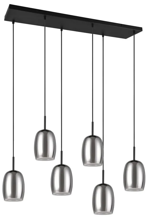 Lampa wisząca w czarno-srebrnym kolorze ze szklanym kloszem Barret – Trio Select