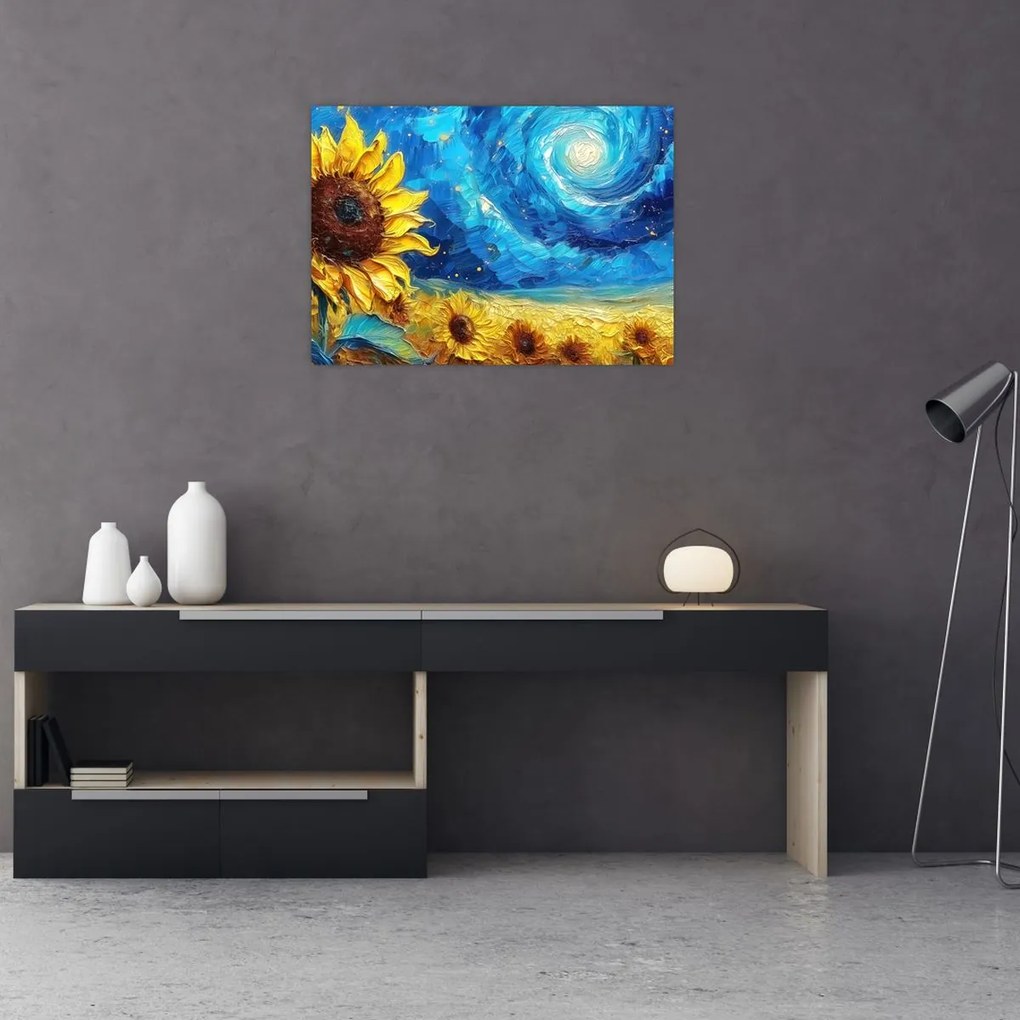 Obraz - Malowanie słoneczników (70x50 cm)