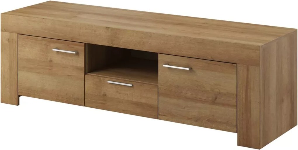 Szafka RTV Seel + półka wisząca 155 cm dąb riviera nowoczesny zestaw do salonu