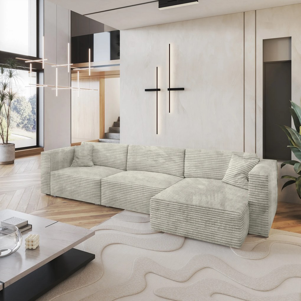 Masseno Narożnik TOLMO z funkcją spania i pojemnikiem na pościel Narozniki L, Rozkładana sofa - Jasnoszary, TILIA 83