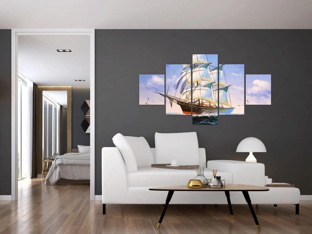 Obraz statku na falach (125x70 cm)