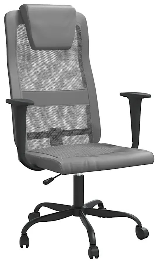 Szare krzesło biurowe z ekoskóry - Elgo 5X