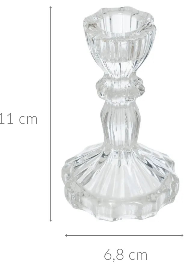 Świecznik szklany, kryształ,11 cm