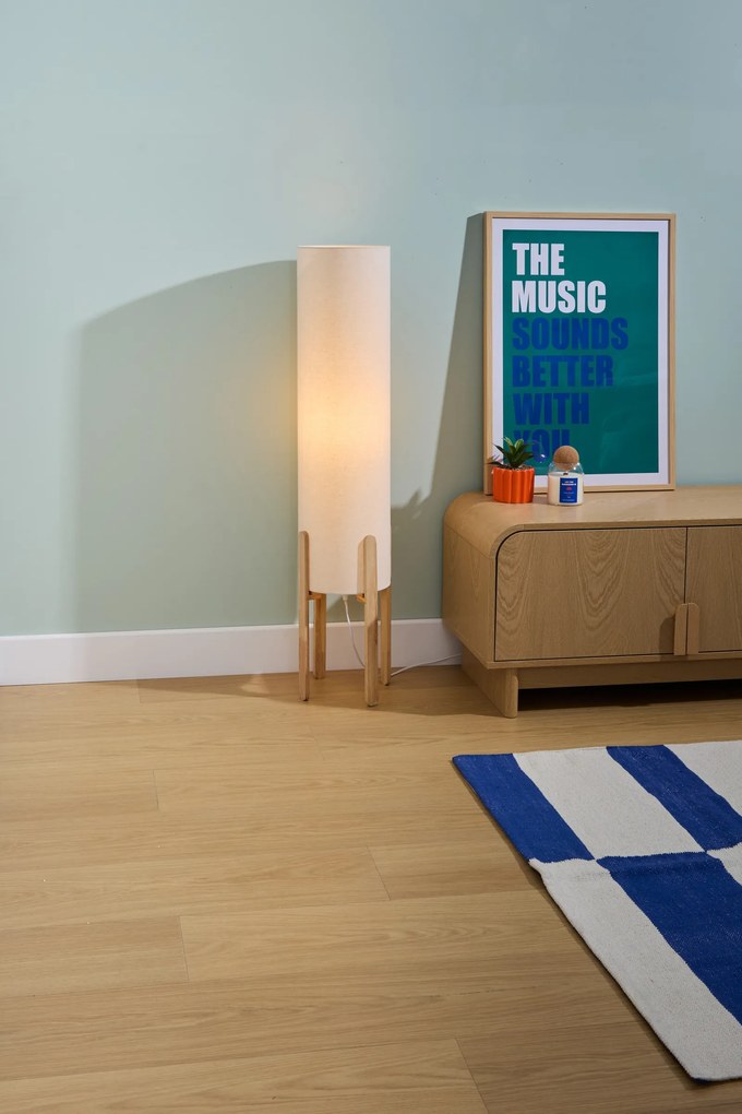 Lampa podłogowa tekstylny klosz RAFA drewniane nogi, Ø 24 x 107 cm