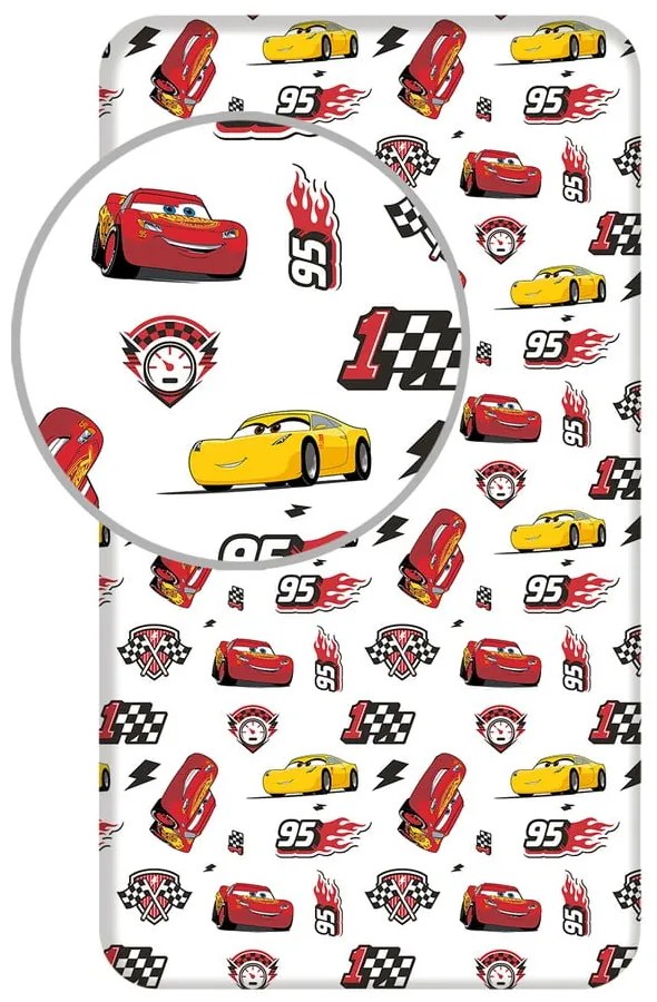 Bawełniane prześcieradło dziecięce z gumką 90x200 cm Cars "McQueen" – Jerry Fabrics