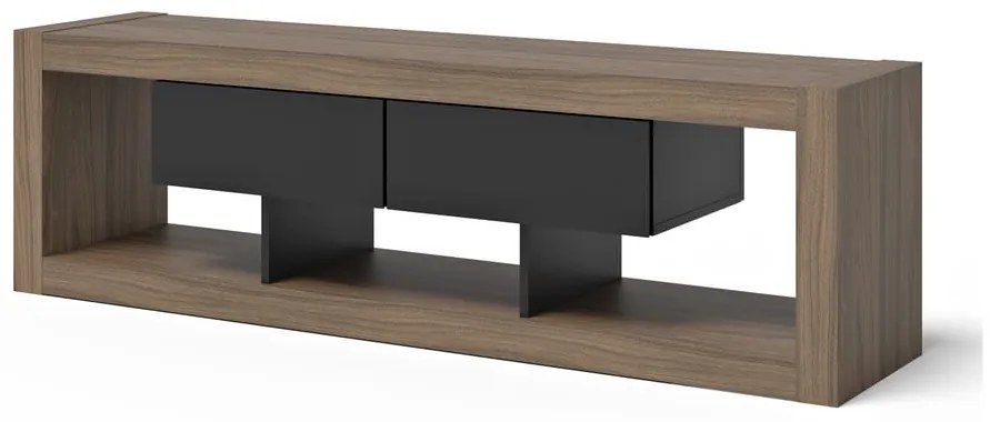 Czarna szafka pod TV w dekorze orzecha 175x52 cm Nara – TemaHome