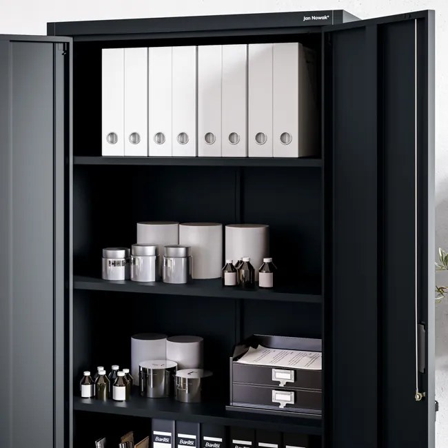 Szafa metalowa biurowa z 4 półkami antracytowa, 1750x800x400 mm: JAN Compact
