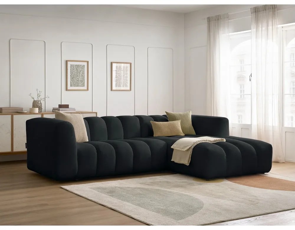 Czarny narożnik (prawostronny/z szezlongiem) Talia – Bobochic Paris