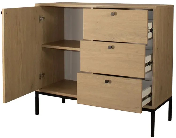 Komoda z 3 szufladami na nóżkach dąb cremona - Urisso 4X
