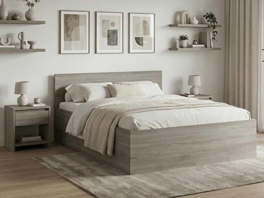 Łóżko SOFIA 120 x 200 cm, dąb truflowy Stelaż: Ze stelażem listwowym rolowanym, Materac: Materac Deluxe 10 cm