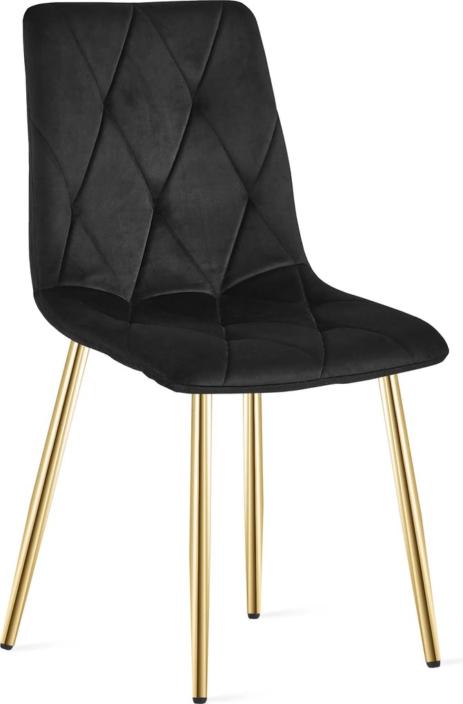 Czarne krzesło do kuchni LIBRA aksamitne ze złotymi nogami