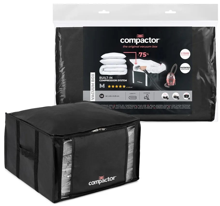 Czarny pojemnik na ubrania Compactor XXL Black Edition 3D Medium, 125 l