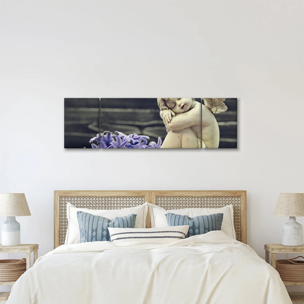 Obraz anioła z kwiatem (170x50 cm)