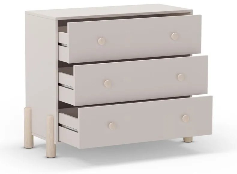 Kremowa niska komoda dziecięca z litego drewna sosnowego 90x80 cm Enola – Marckeric