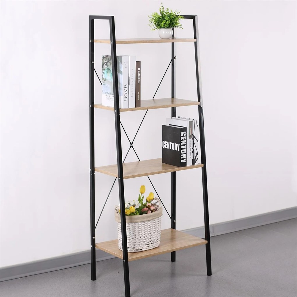Wysoki regał stojący w stylu loft Cilyan L czarny