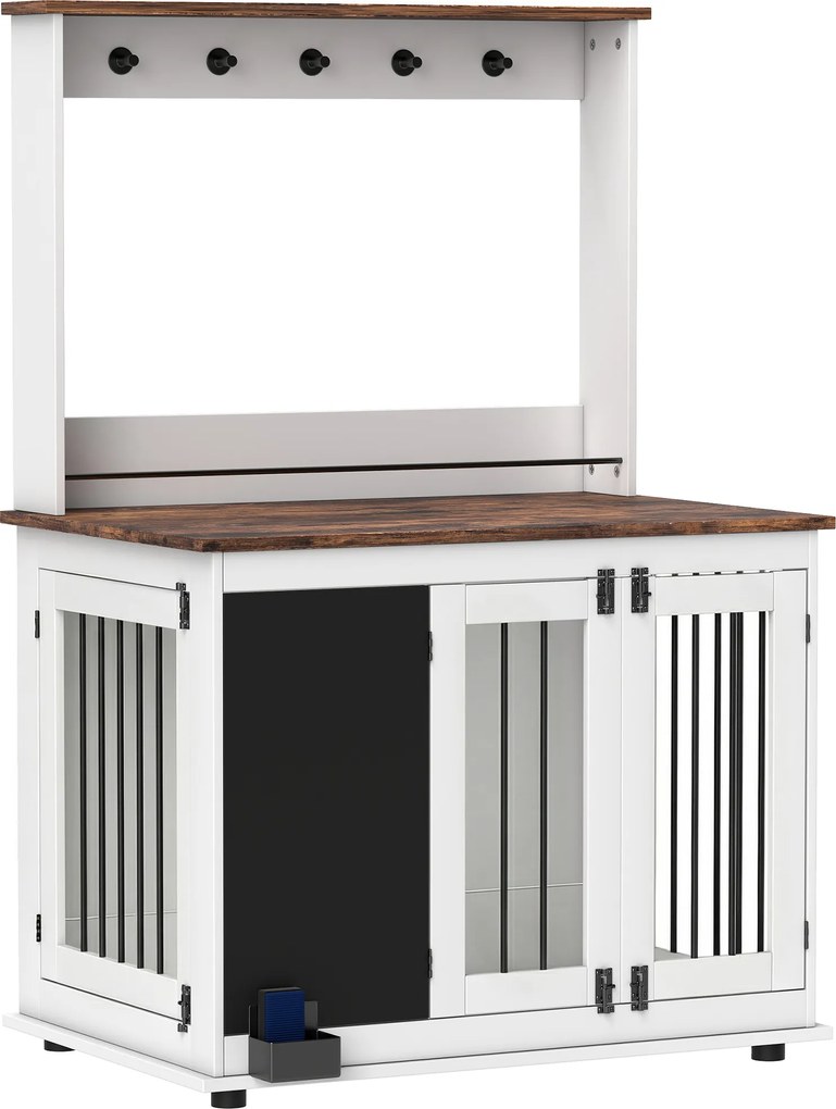 PawHut Buda dla Psów z Półką na Zabawki, Haczykami na Smycze, Tablicą, Gumką, dla Dużych Psów, Biały