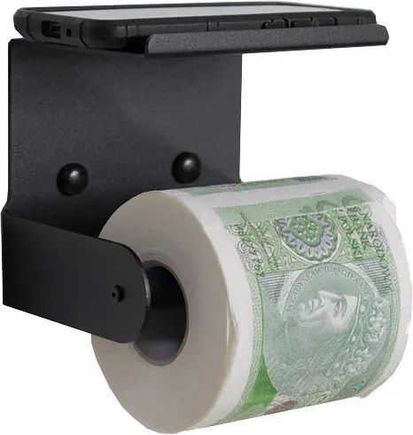 Metalowy uchwyt na papier toaletowy z półką K0-M59