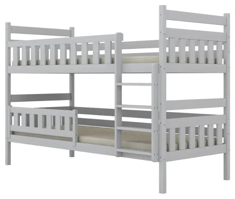 Łóżko piętrowe BARTEK 200x80 białe drewniane trzyosobowe z szufladami KOCOT KIDS