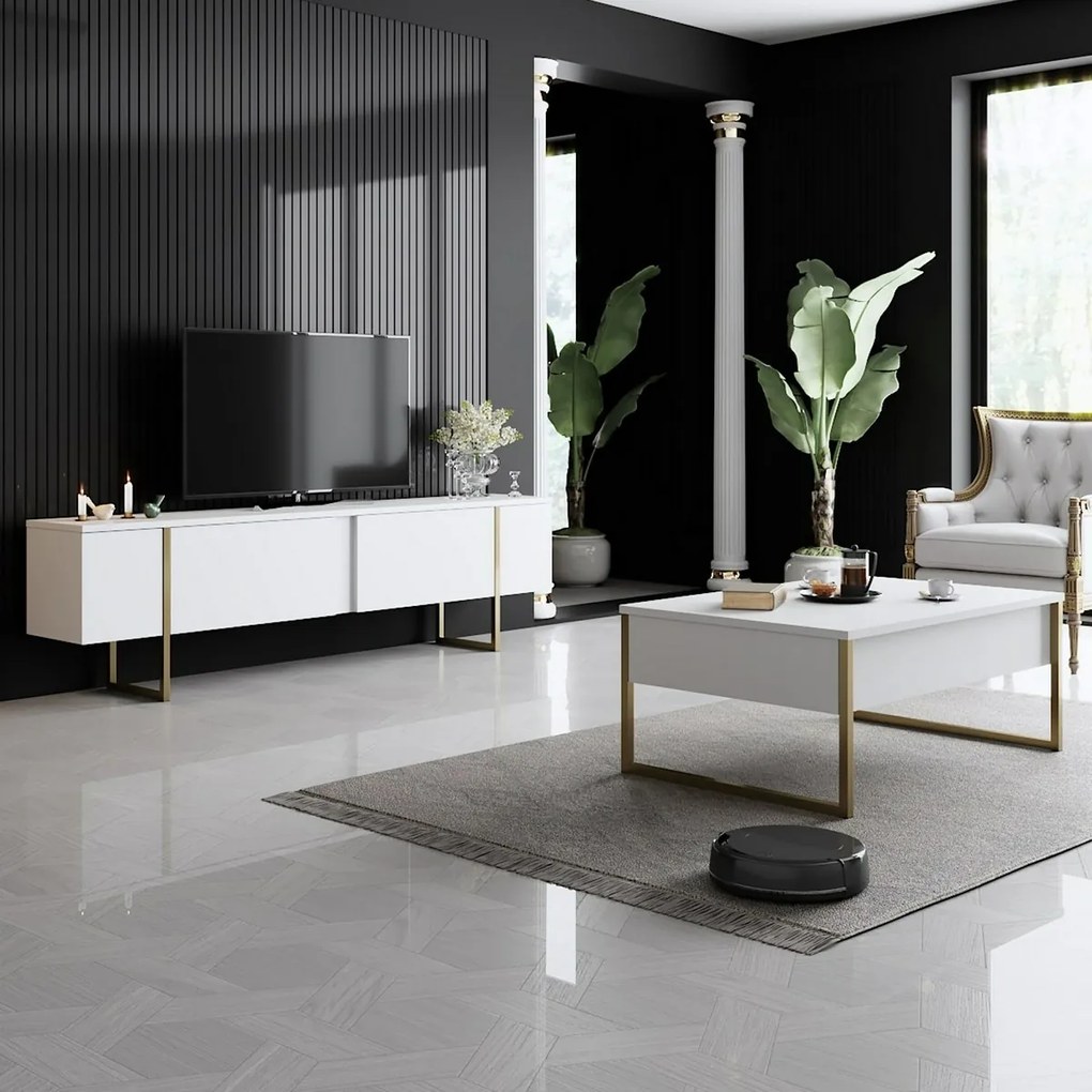 Stolik konferencyjny Luxe White and Gold