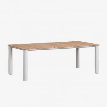 Prostokątny Stół Ogrodowy 220x100 Cm Z Aluminium I Drewna Tekowego Sirka Gardenia Biel - Sklum