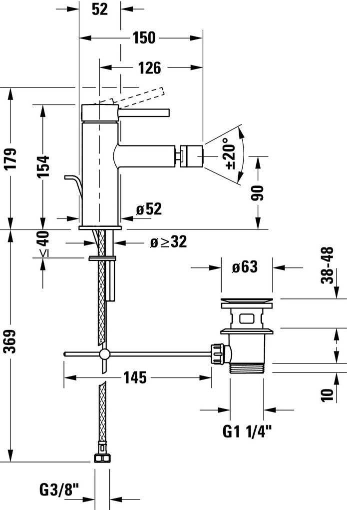 Duravit Circle jednouchwytowa bateria bidetowaChrom